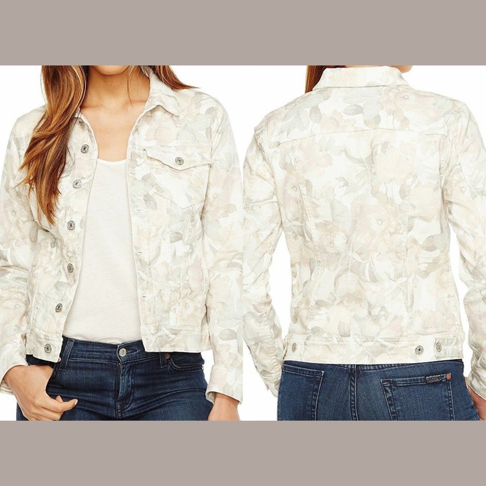 NWT $249 7 For All Mankind Floral Print Denim Jean Jacket [ SZ‎ XS ]